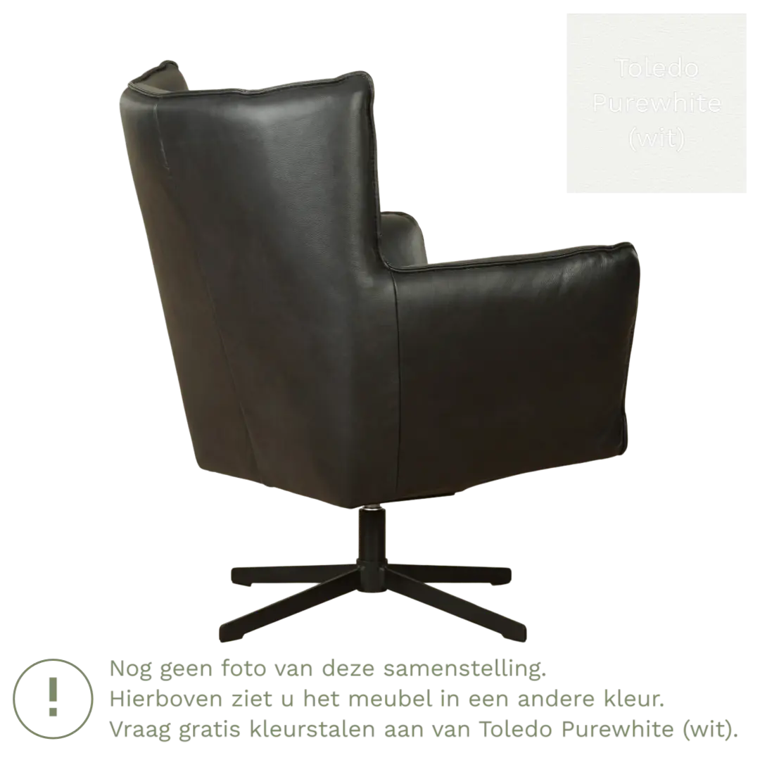 afbeelding van Leren draaifauteuil Lovely - Toledo Purewhite (wit)