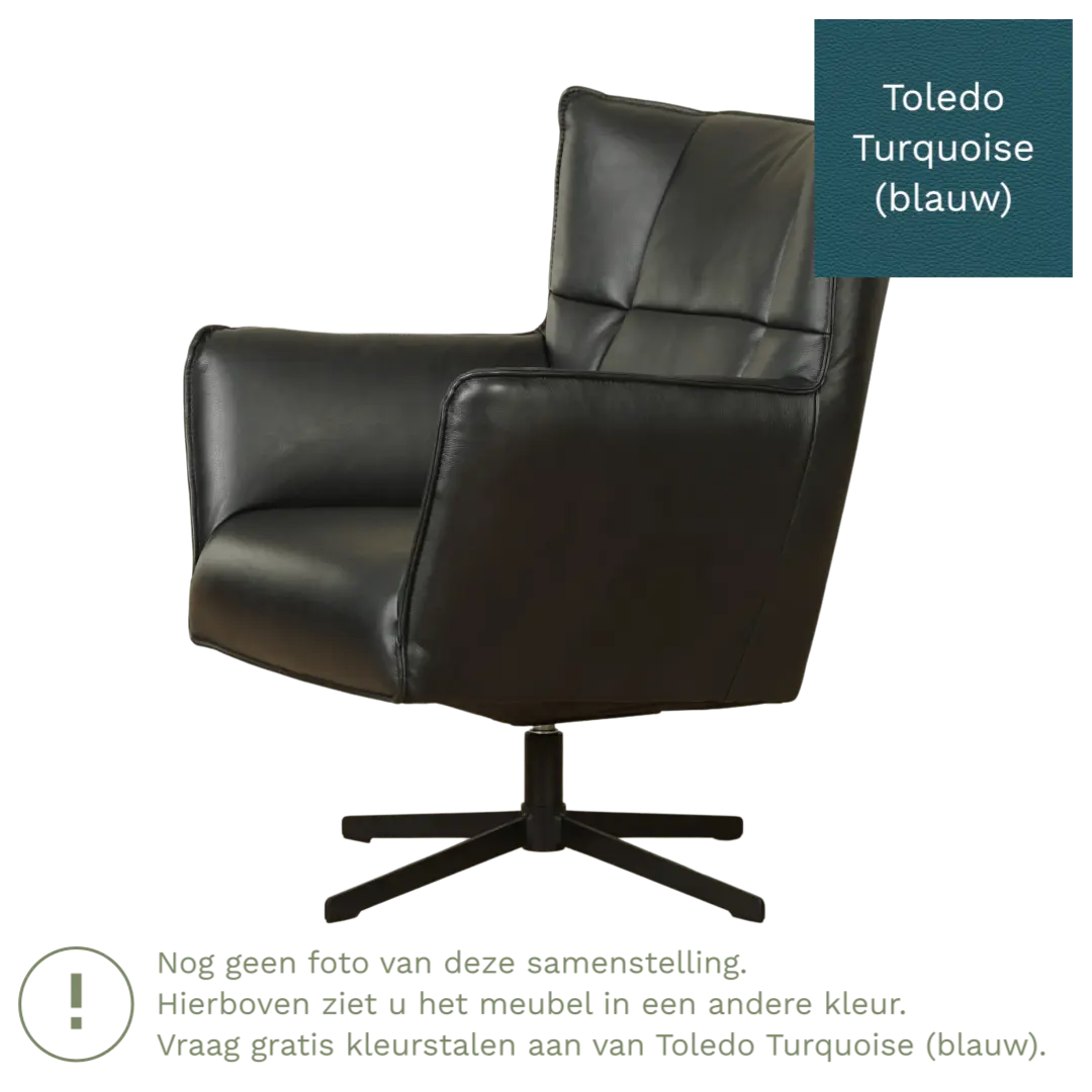 afbeelding van Leren draaifauteuil Lovely - Toledo Turquoise (blauw)