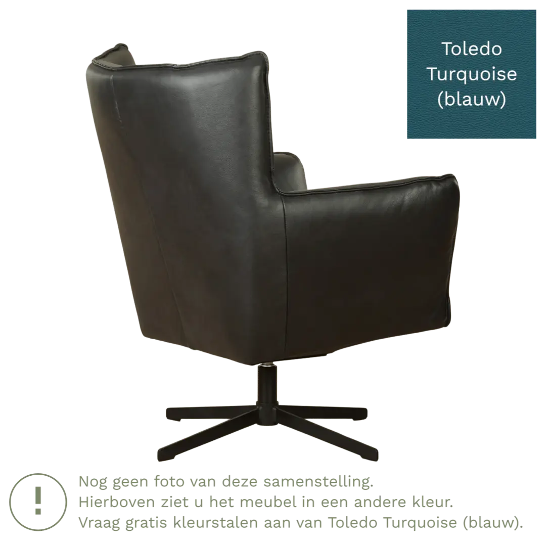afbeelding van Leren draaifauteuil Lovely - Toledo Turquoise (blauw)