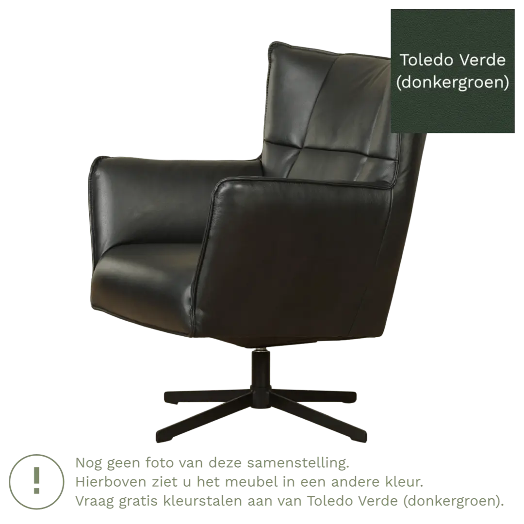afbeelding van Leren draaifauteuil Lovely - Toledo Verde (donkergroen)