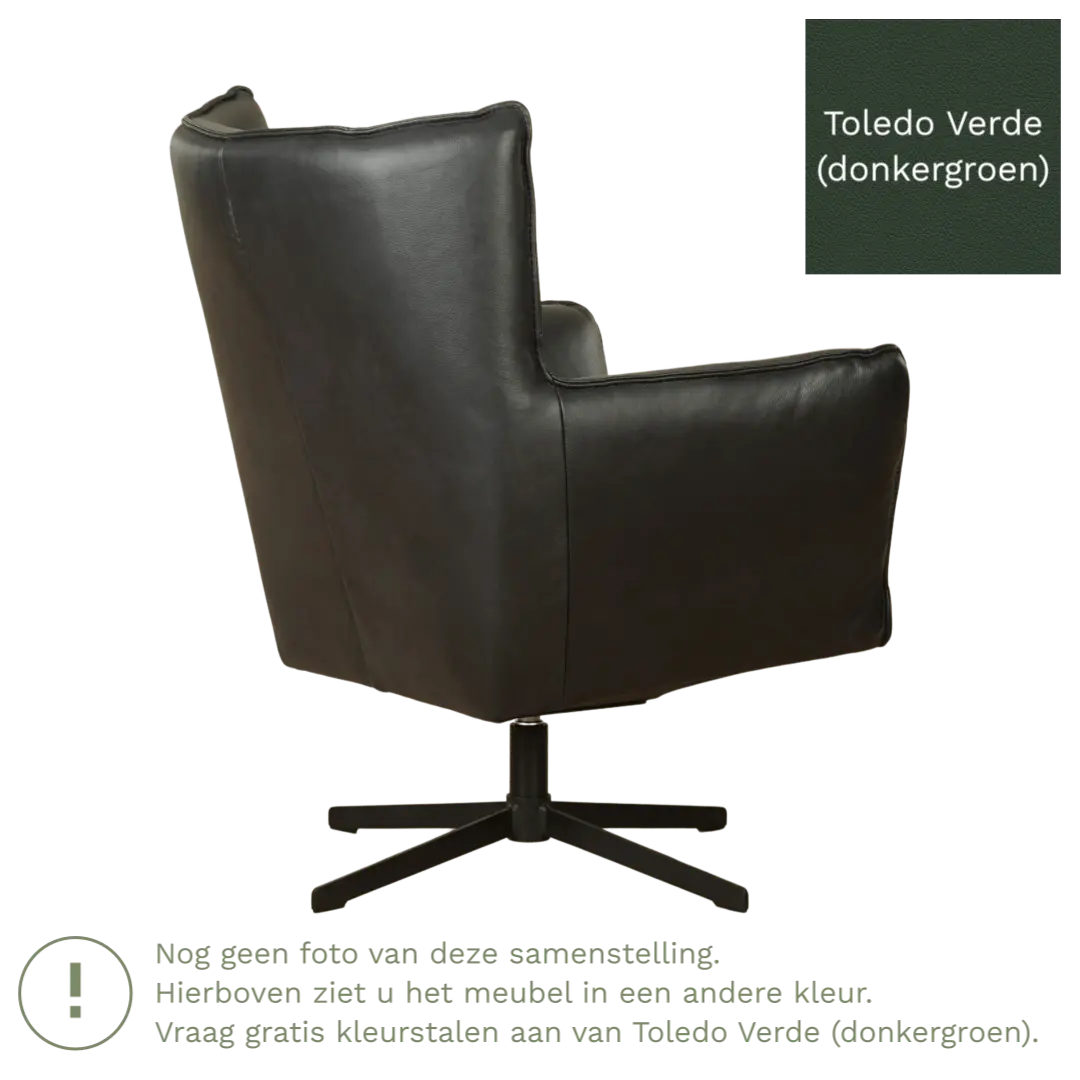 afbeelding van Leren draaifauteuil Lovely - Toledo Verde (donkergroen)
