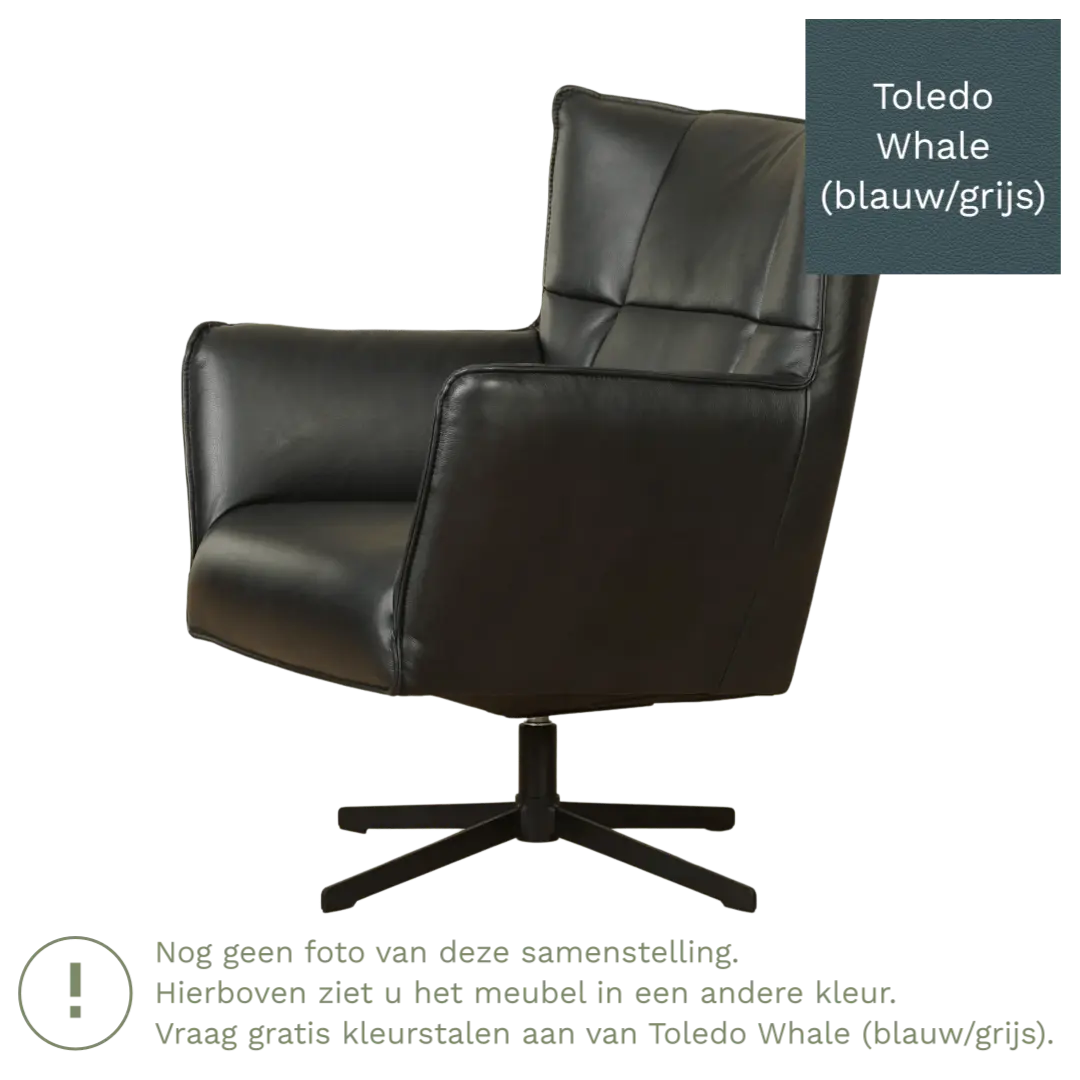 afbeelding van Leren draaifauteuil Lovely - Toledo Whale (blauw/grijs)