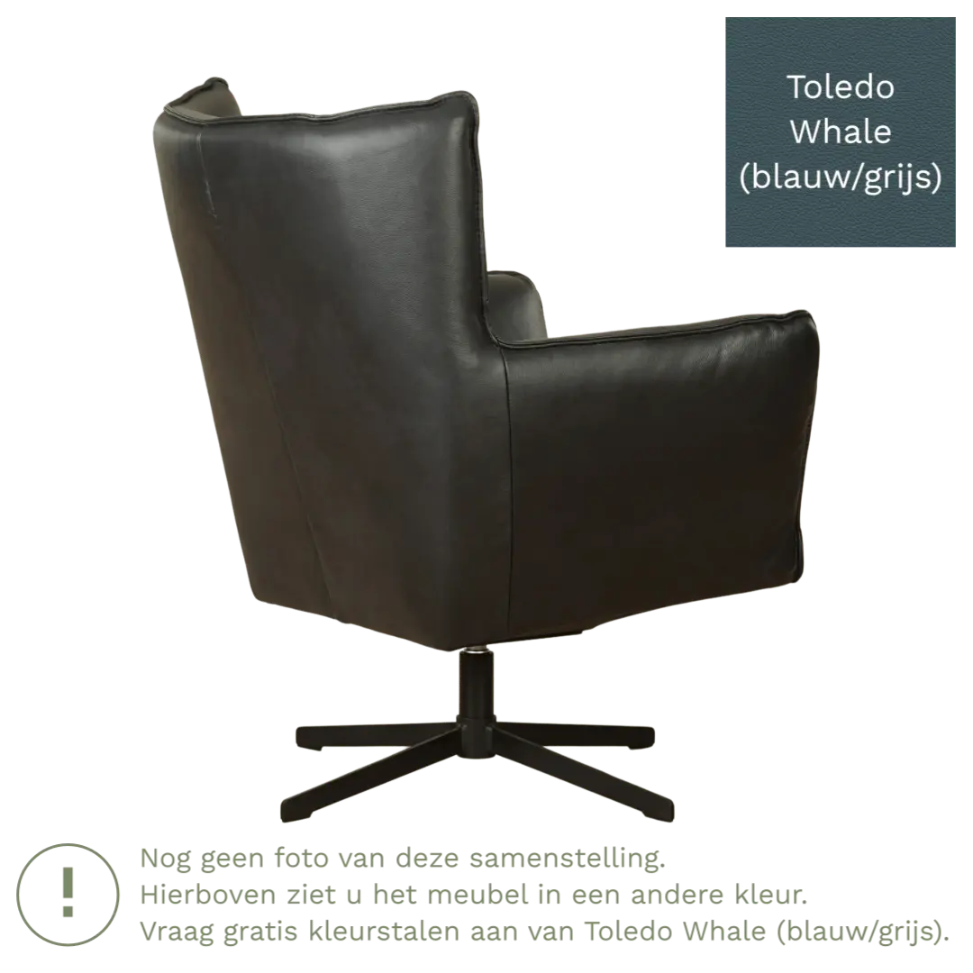 afbeelding van Leren draaifauteuil Lovely - Toledo Whale (blauw/grijs)