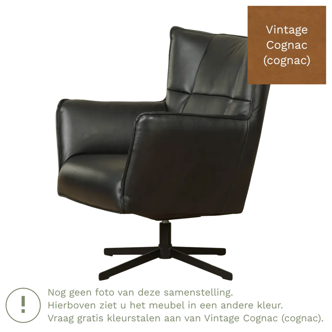 afbeelding van Leren draaifauteuil Lovely - Vintage Cognac (cognac)