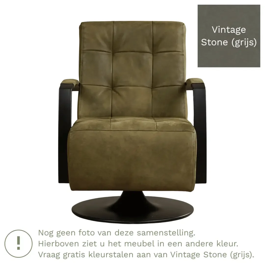 afbeelding van Leren draaifauteuil Mind - Vintage Stone (grijs) - Stervoet zwart