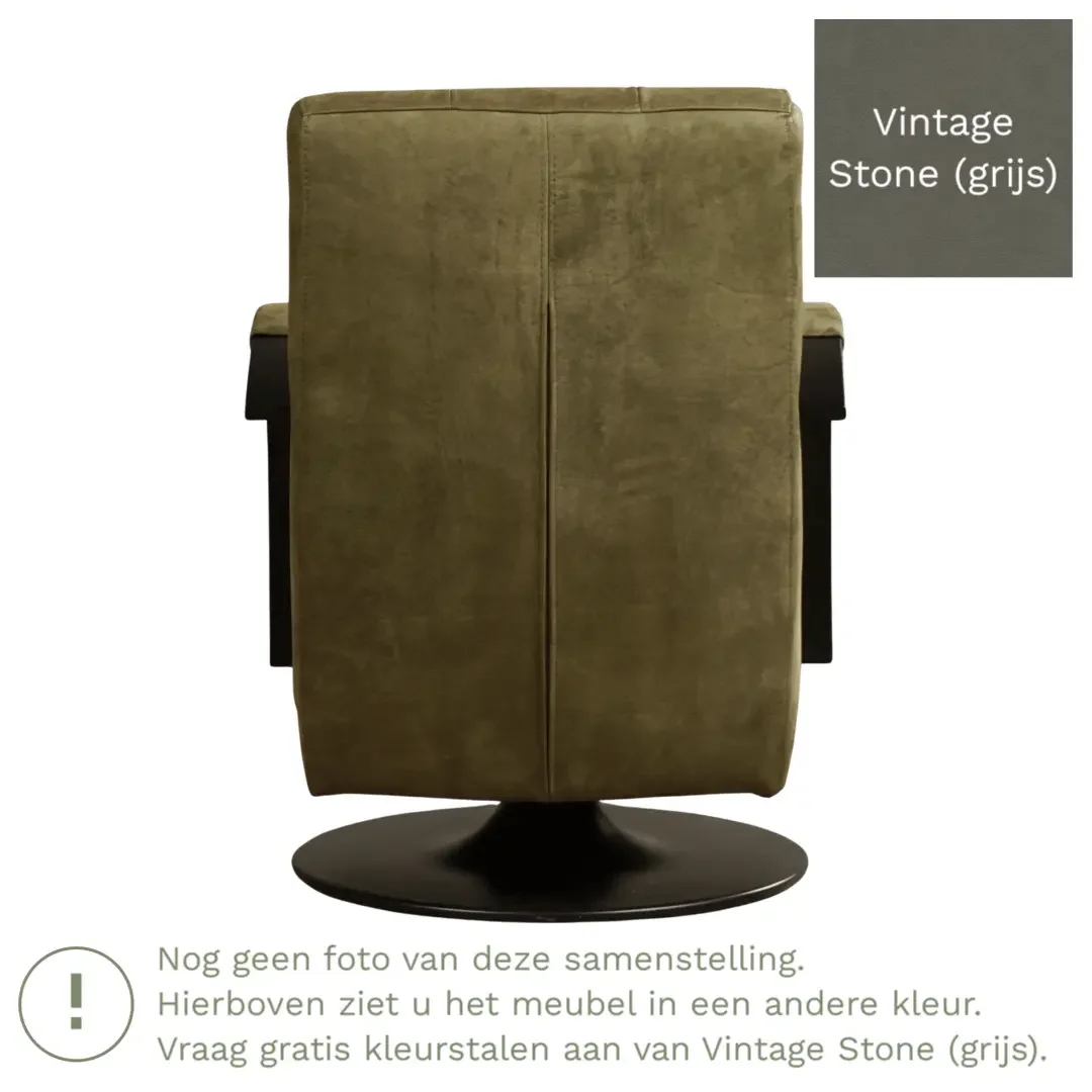 afbeelding van Leren draaifauteuil Mind - Vintage Stone (grijs) - Stervoet zwart