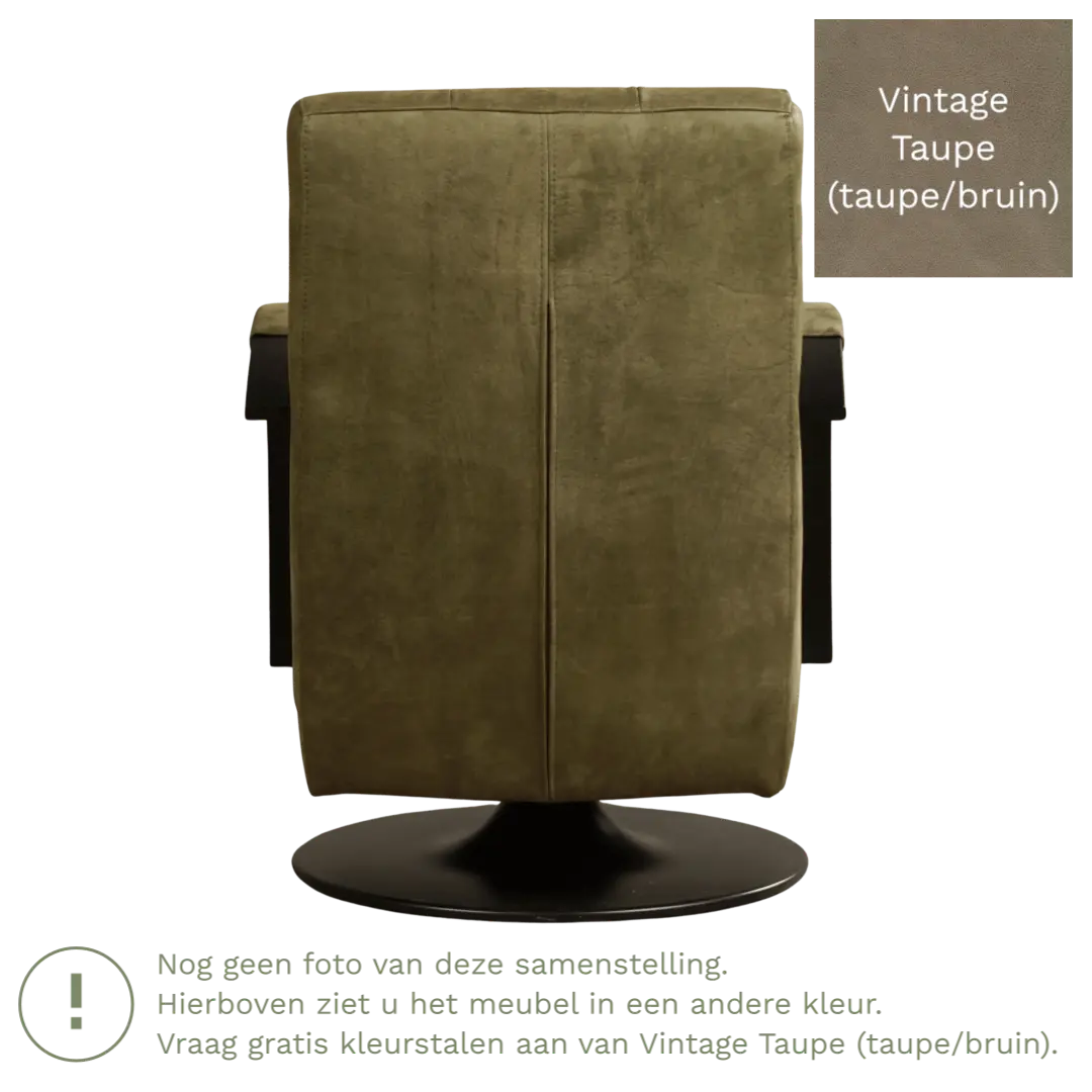 afbeelding van Leren draaifauteuil Mind - Vintage Taupe (taupe/bruin) - Stervoet zwart