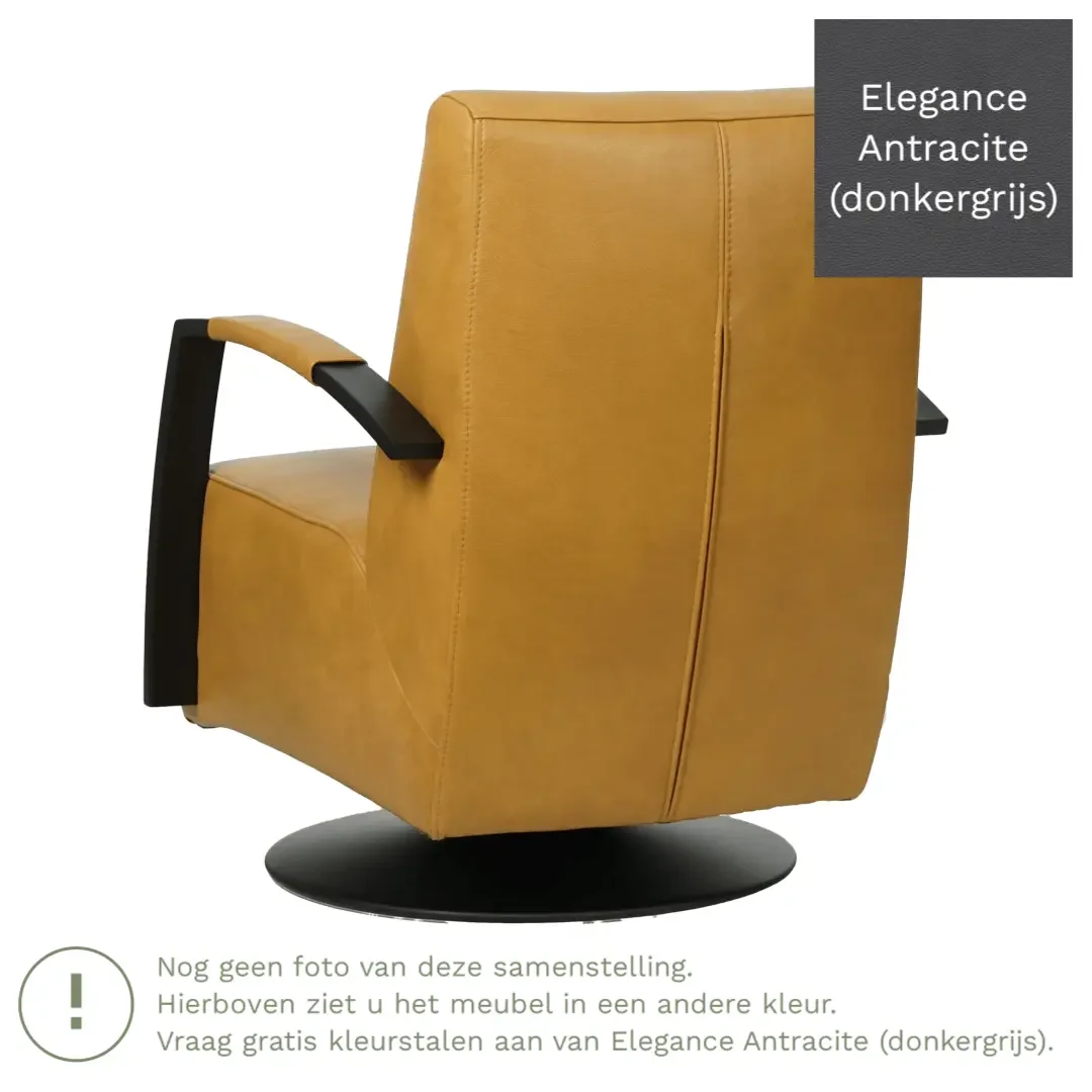 afbeelding van Leren draaifauteuil Mood - Elegance Antracite (donkergrijs) - Stervoet zwart