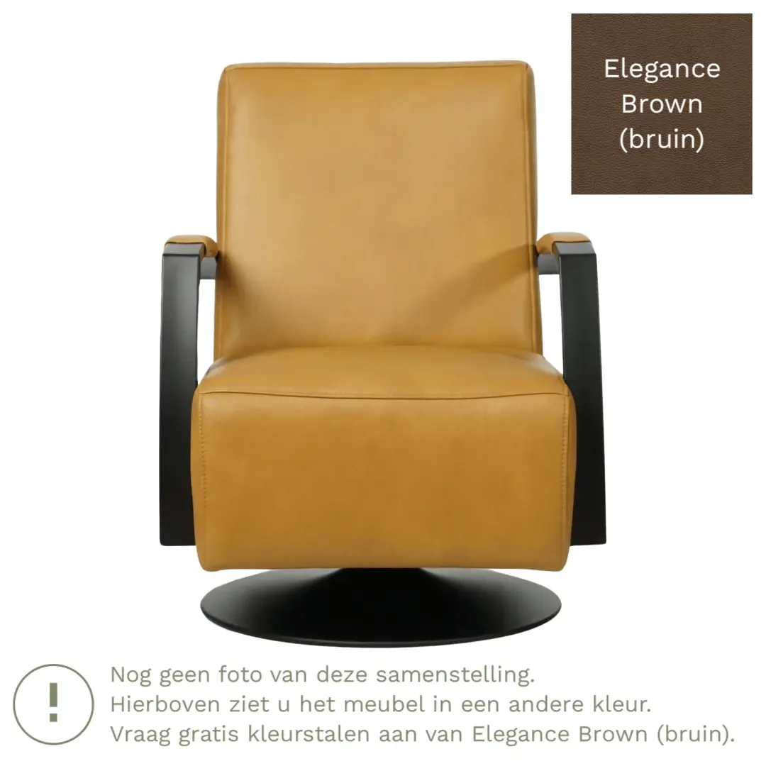 afbeelding van Leren draaifauteuil Mood - Elegance Brown (bruin) - Stervoet zwart