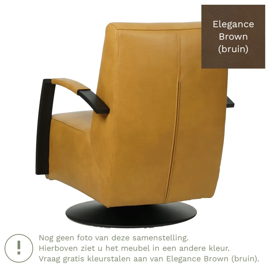 afbeelding van Leren draaifauteuil Mood - Elegance Brown (bruin) - Stervoet zwart
