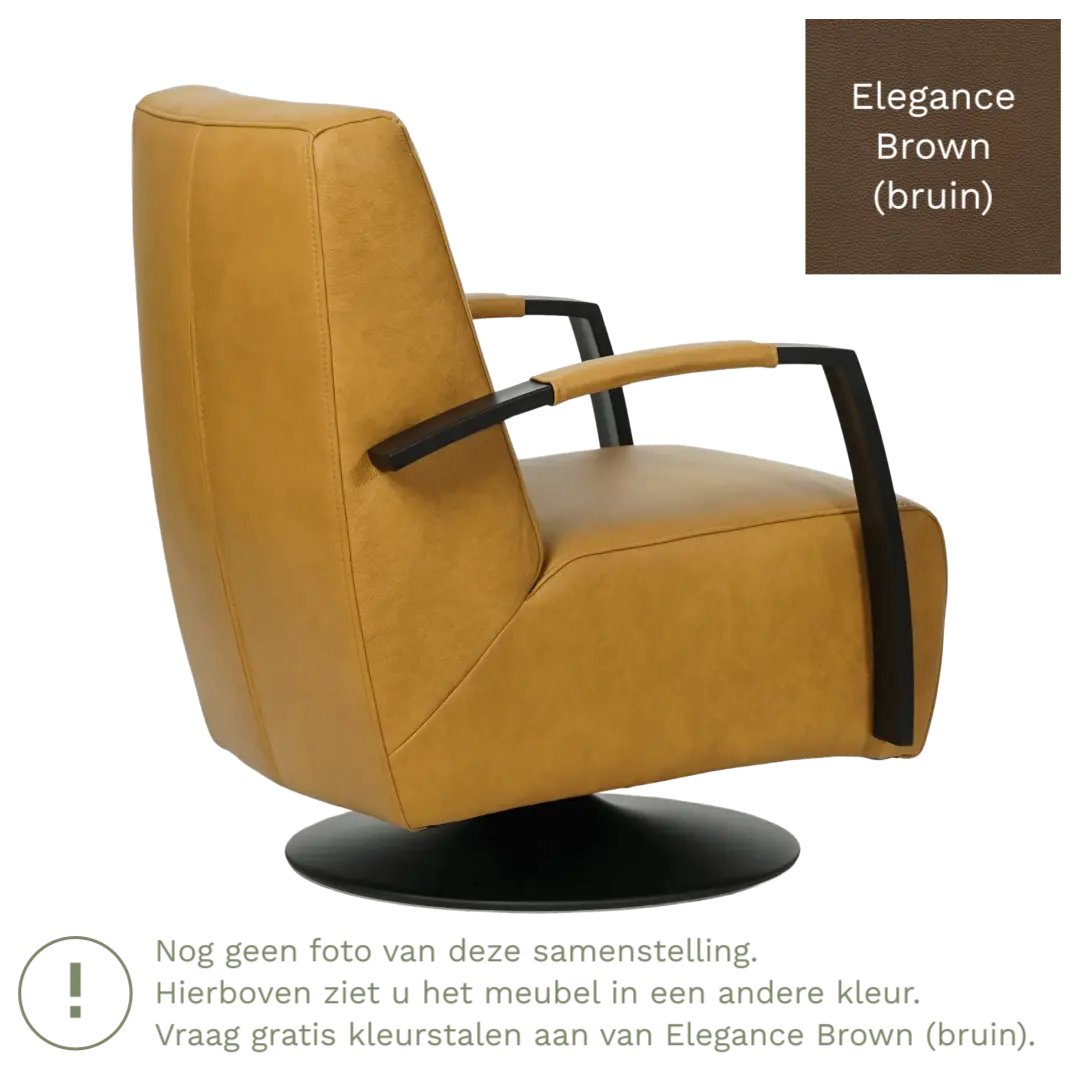 afbeelding van Leren draaifauteuil Mood - Elegance Brown (bruin) - Stervoet zwart