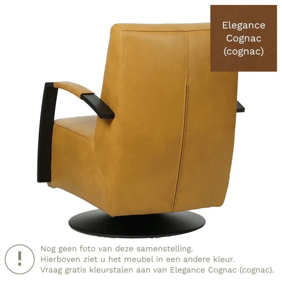 afbeelding van Leren draaifauteuil Mood - Elegance Cognac (cognac) - Schotelvoet zwart