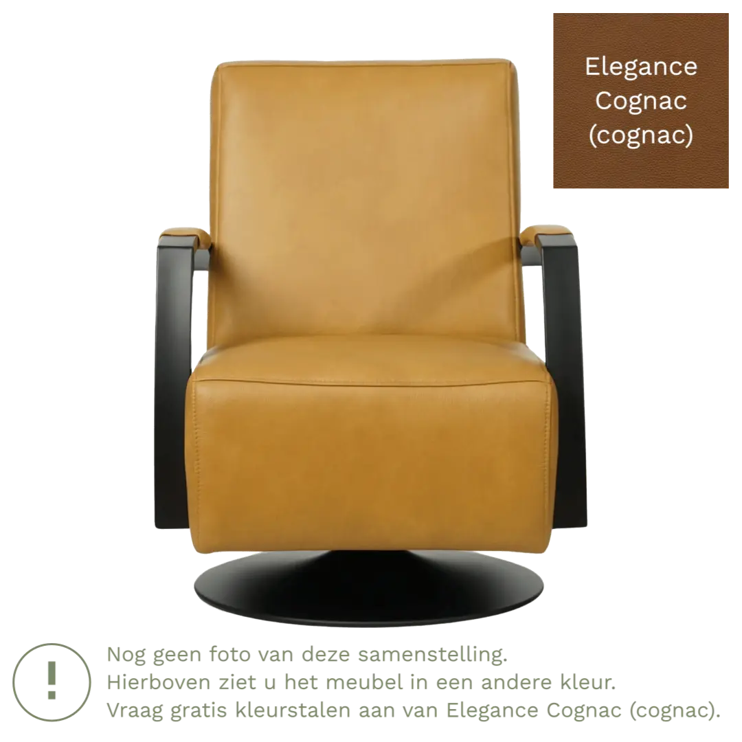 afbeelding van Leren draaifauteuil Mood - Elegance Cognac (cognac) - Stervoet zwart