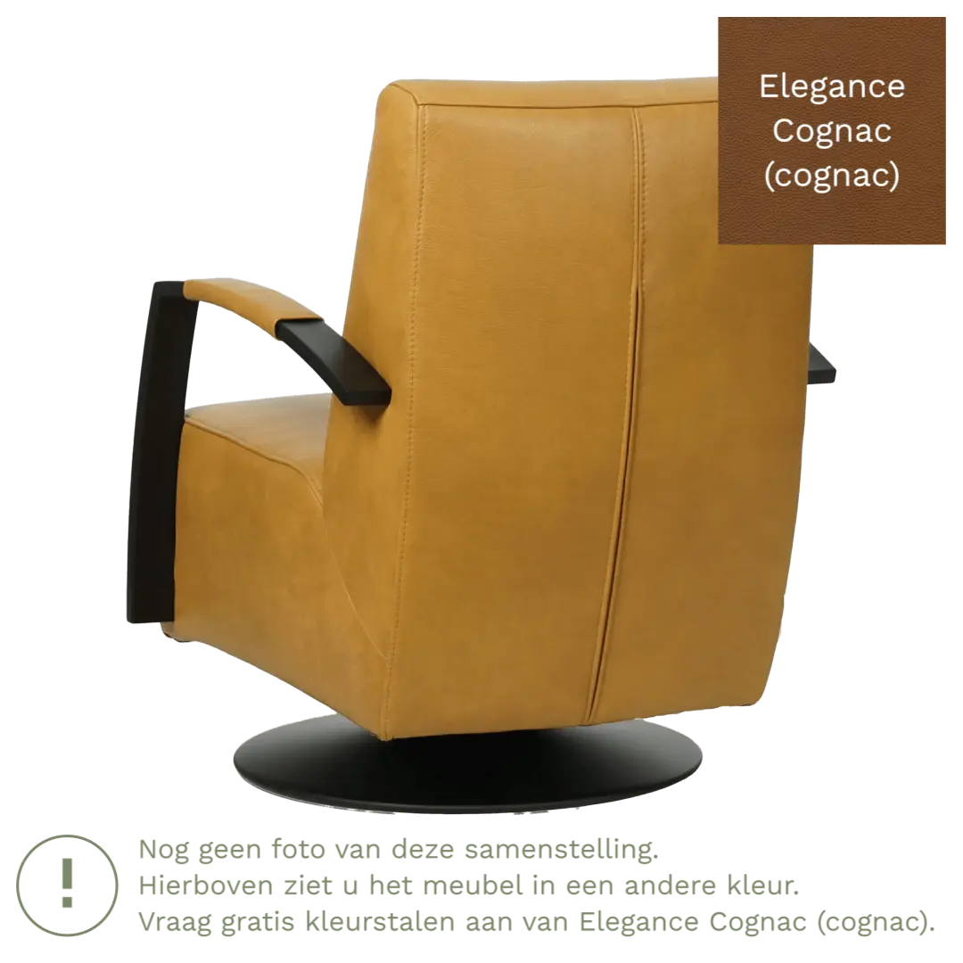afbeelding van Leren draaifauteuil Mood - Elegance Cognac (cognac) - Stervoet zwart