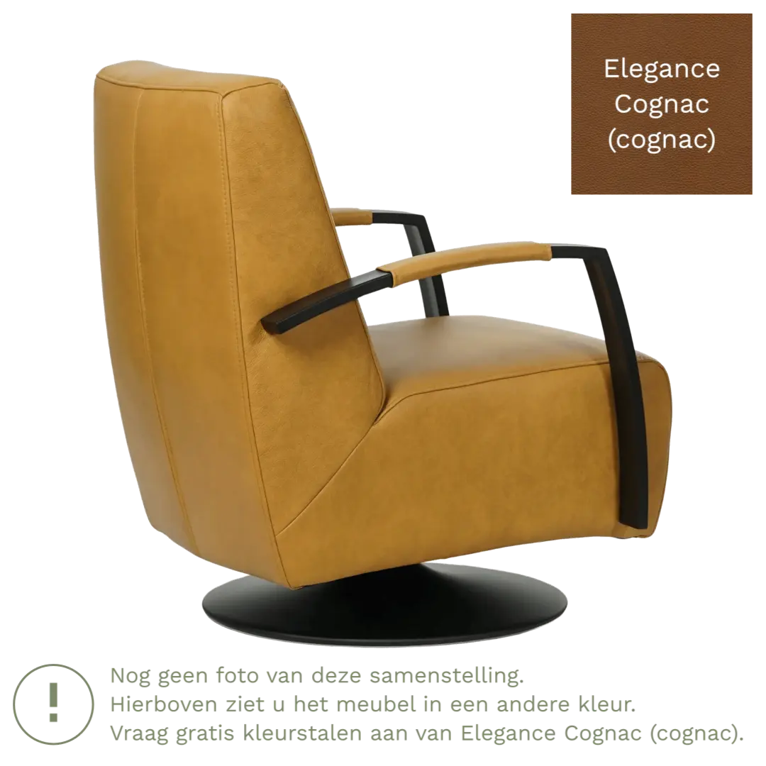 afbeelding van Leren draaifauteuil Mood - Elegance Cognac (cognac) - Stervoet zwart