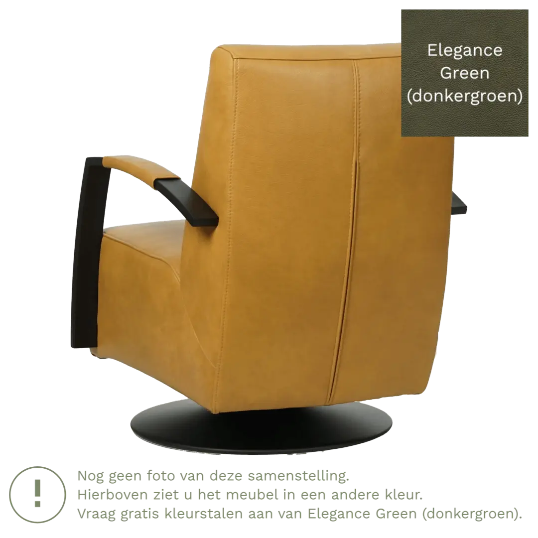 afbeelding van Leren draaifauteuil Mood - Elegance Green (donkergroen) - Schotelvoet zwart