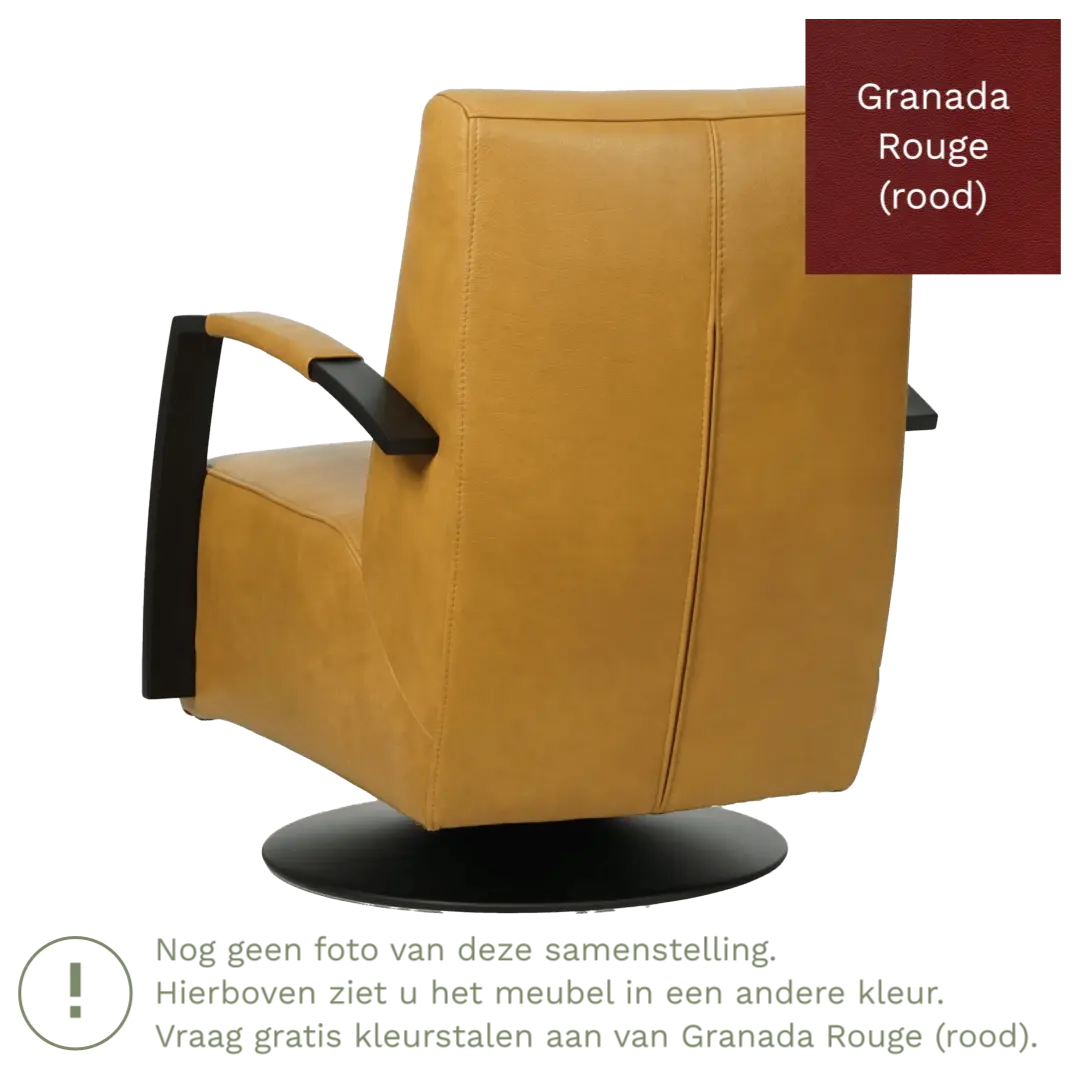 afbeelding van Leren draaifauteuil Mood - Granada Rouge (rood) - Stervoet zwart