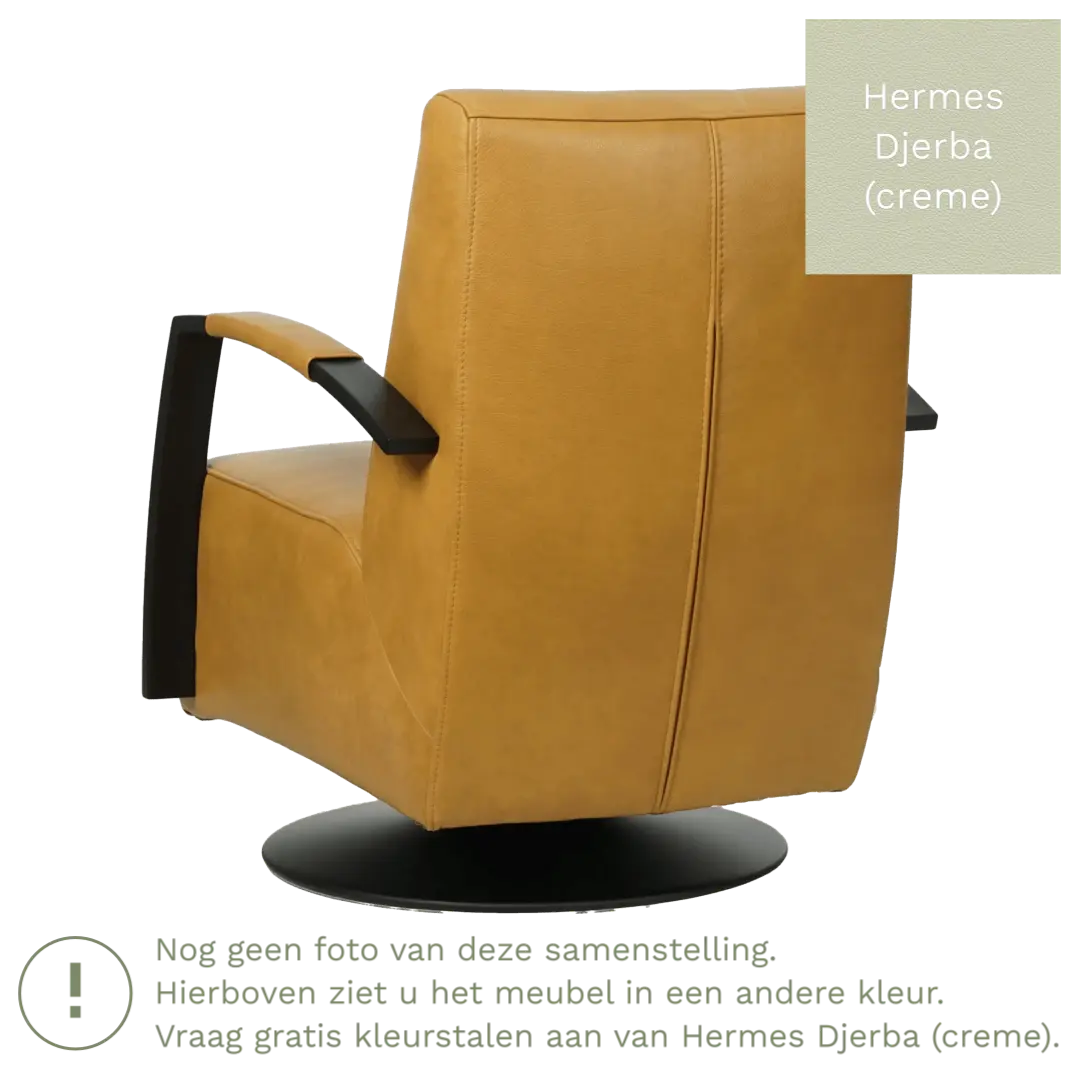 afbeelding van Leren draaifauteuil Mood - Hermes Djerba (crème) - Stervoet zwart
