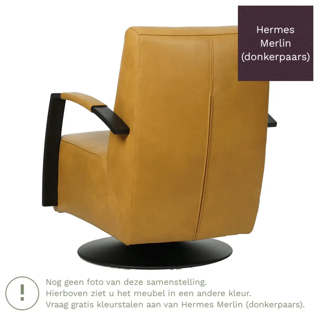 afbeelding van Leren draaifauteuil Mood - Hermes Merlin (donkerpaars) - Stervoet zwart