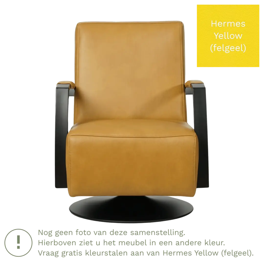 afbeelding van Leren draaifauteuil Mood - Hermes Yellow (felgeel) - Stervoet zwart