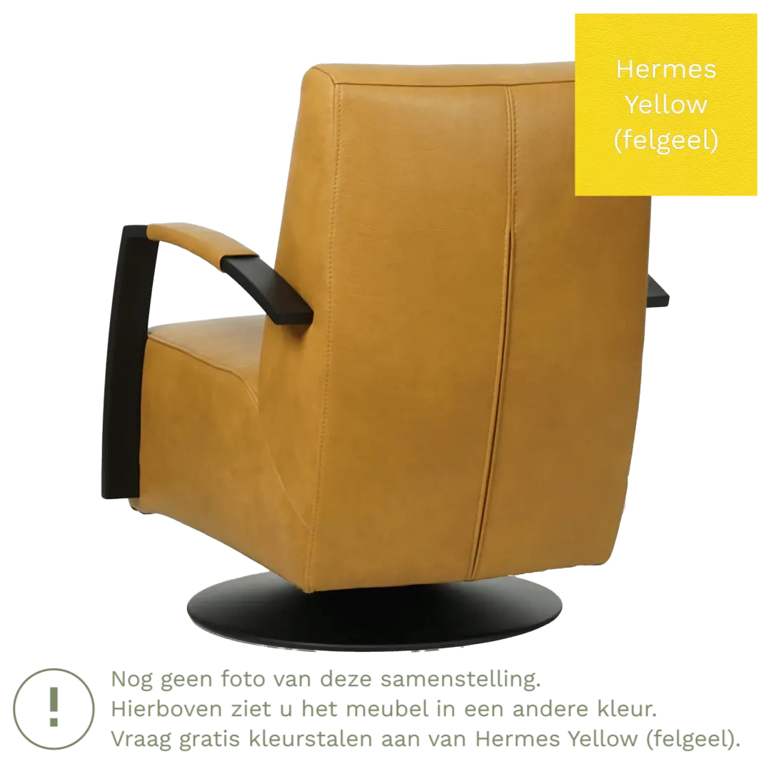 afbeelding van Leren draaifauteuil Mood - Hermes Yellow (felgeel) - Stervoet zwart