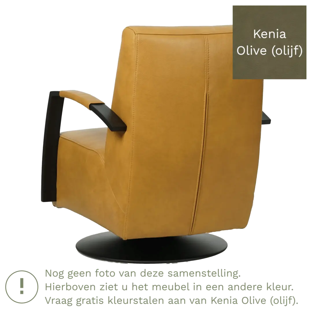afbeelding van Leren draaifauteuil Mood - Kenia Olive (olijf) - Stervoet zwart