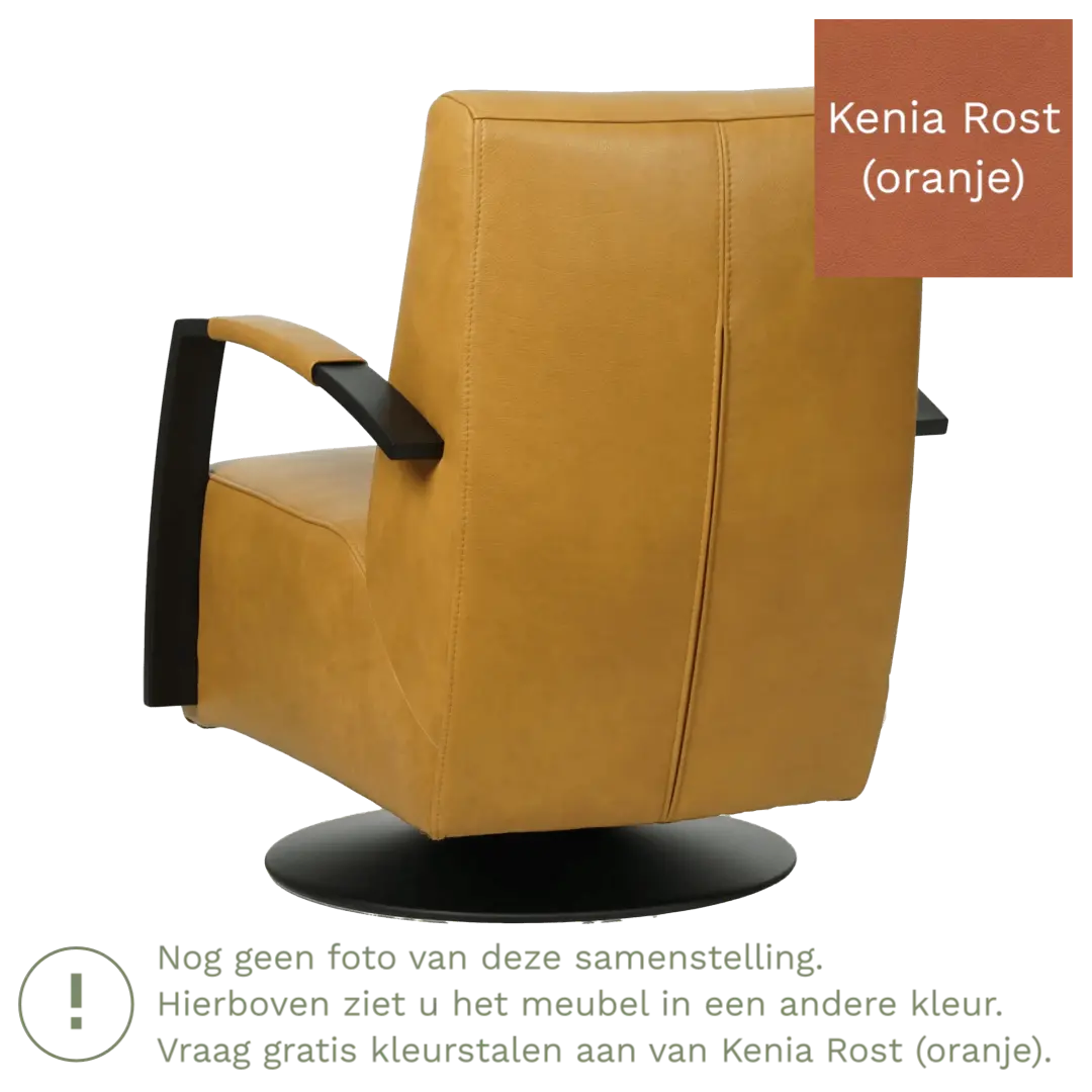 afbeelding van Leren draaifauteuil Mood - Kenia Rost (oranje) - Schotelvoet zwart