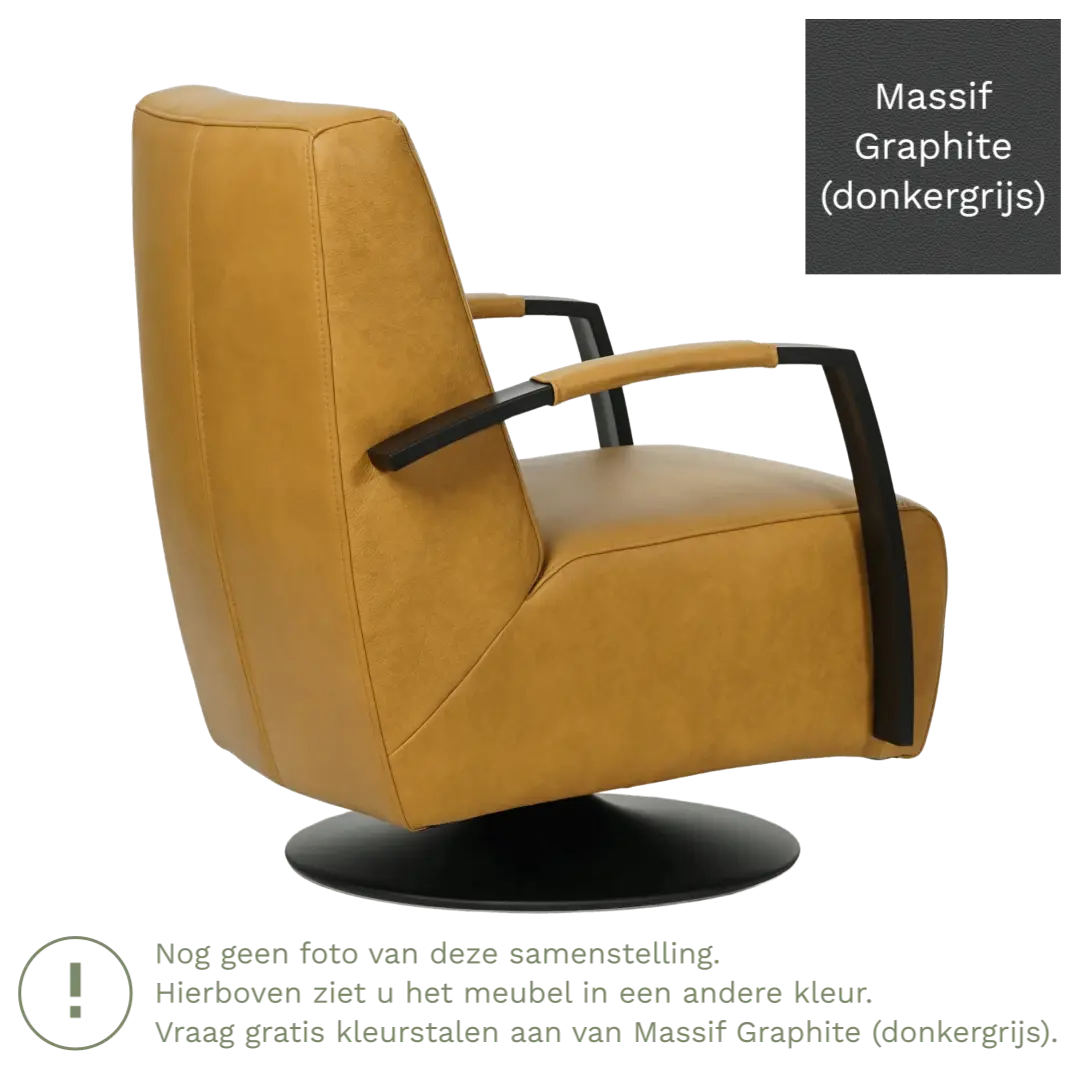 afbeelding van Leren draaifauteuil Mood - Massif Graphite (donkergrijs) - Stervoet zwart