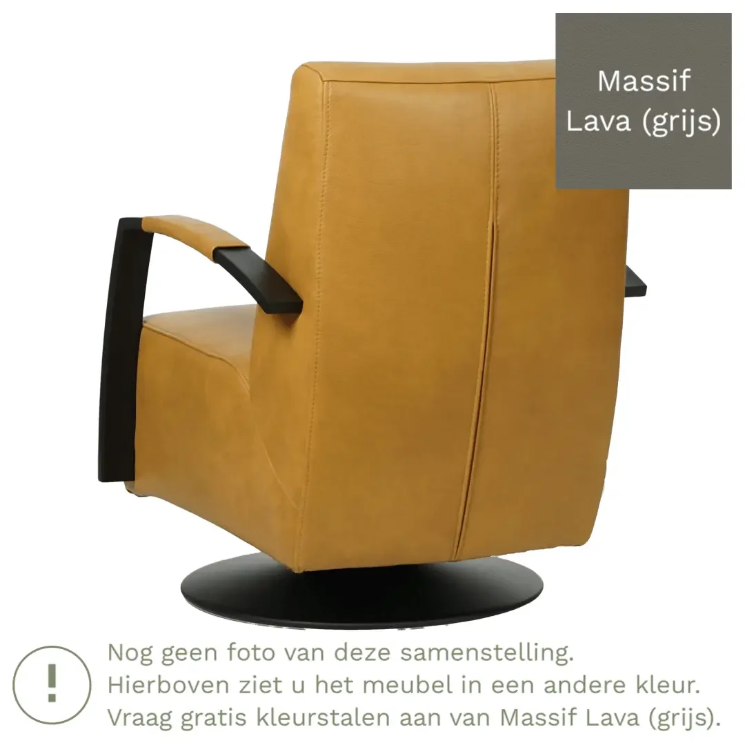 afbeelding van Leren draaifauteuil Mood - Massif Lava (grijs) - Schotelvoet zwart