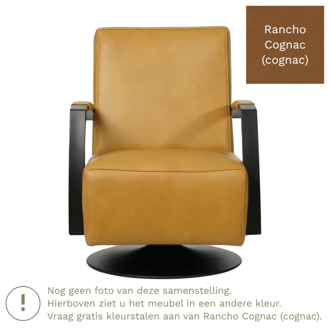 afbeelding van Leren draaifauteuil Mood - Rancho Cognac (cognac) - Stervoet zwart