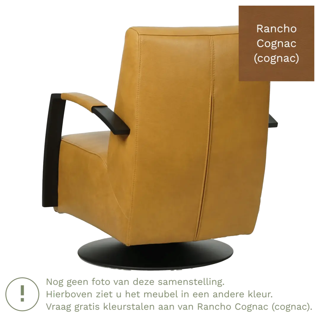 afbeelding van Leren draaifauteuil Mood - Rancho Cognac (cognac) - Stervoet zwart