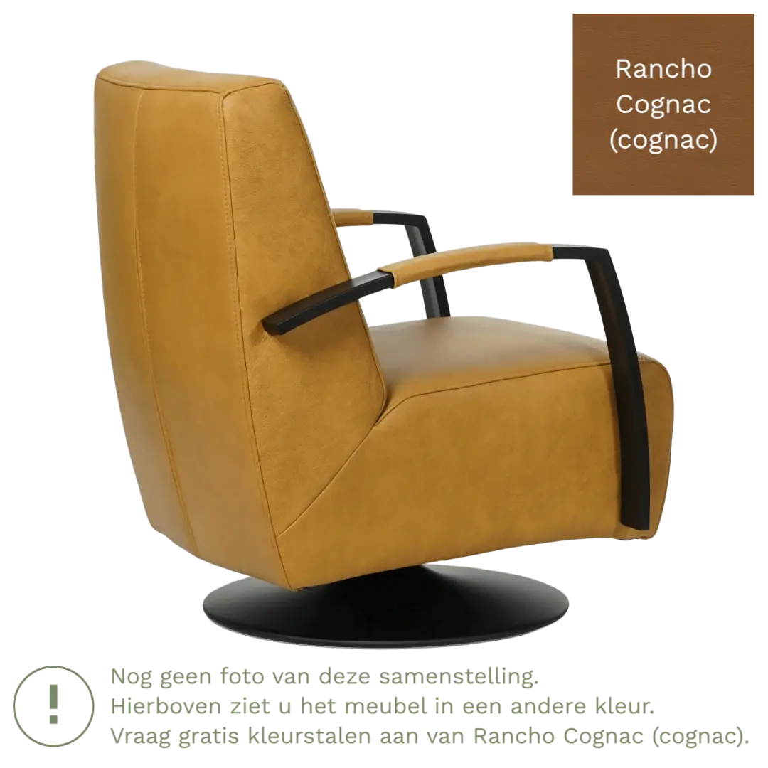 afbeelding van Leren draaifauteuil Mood - Rancho Cognac (cognac) - Stervoet zwart