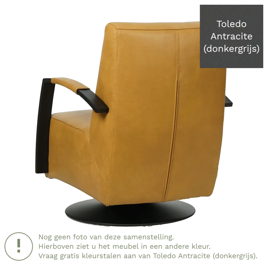 afbeelding van Leren draaifauteuil Mood - Toledo Antracite (donkergrijs) - Stervoet zwart
