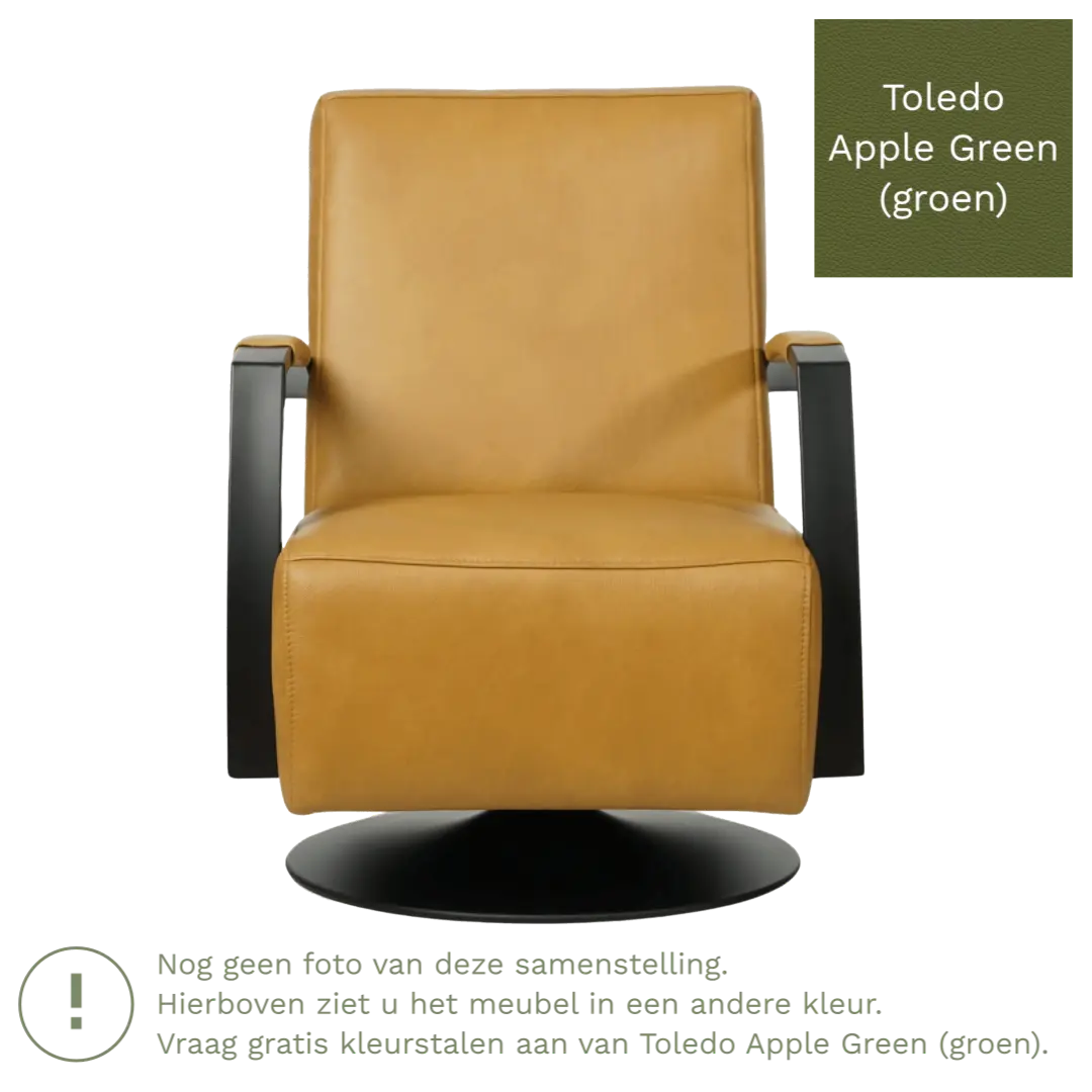 afbeelding van Leren draaifauteuil Mood - Toledo Apple Green (groen) - Stervoet zwart