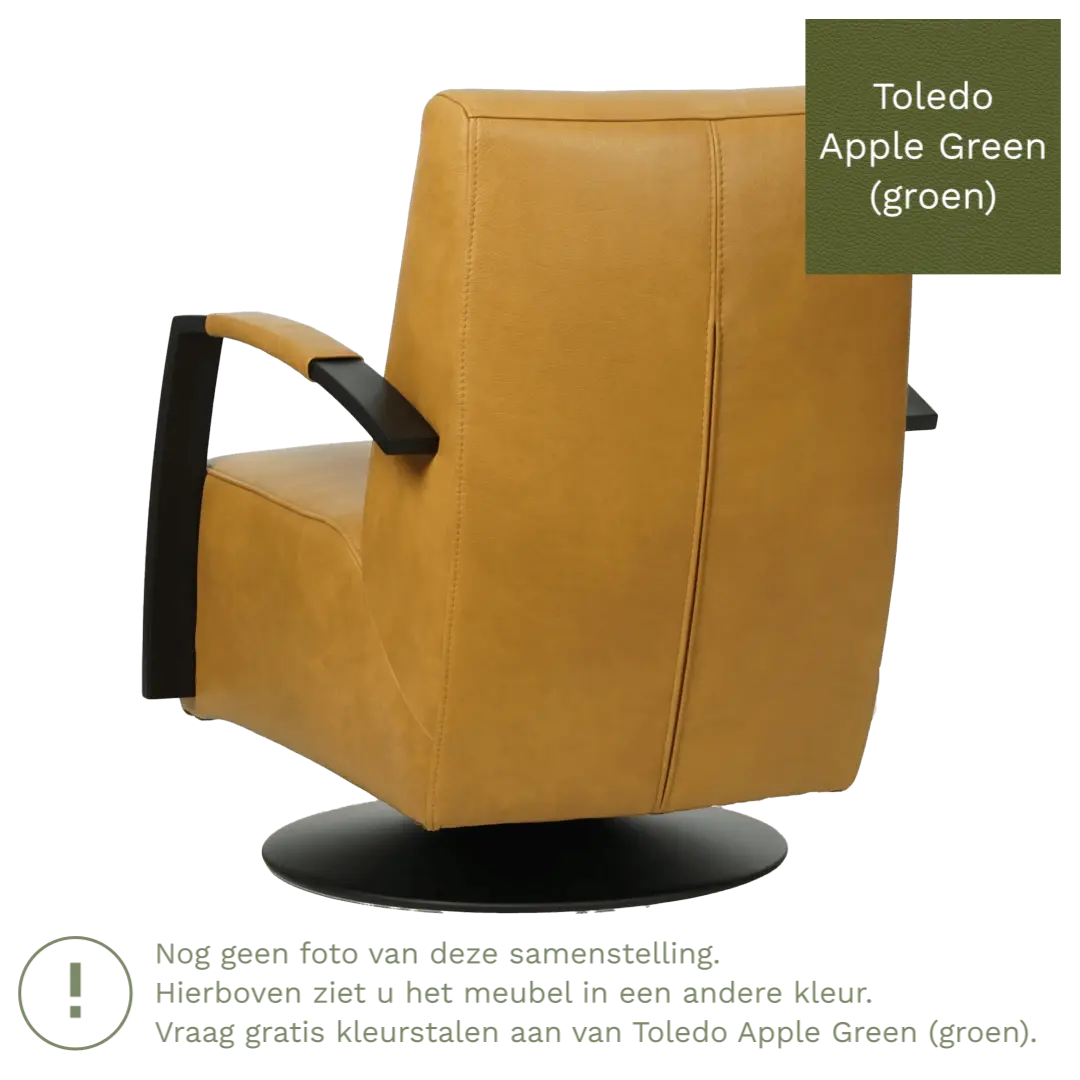 afbeelding van Leren draaifauteuil Mood - Toledo Apple Green (groen) - Stervoet zwart