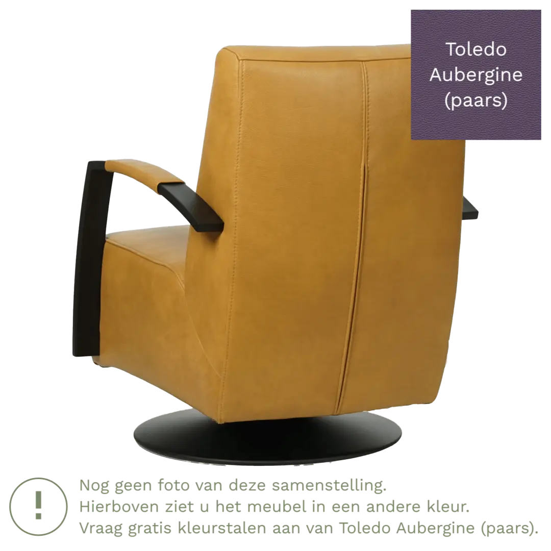 afbeelding van Leren draaifauteuil Mood - Toledo Aubergine (paars) - Schotelvoet zwart