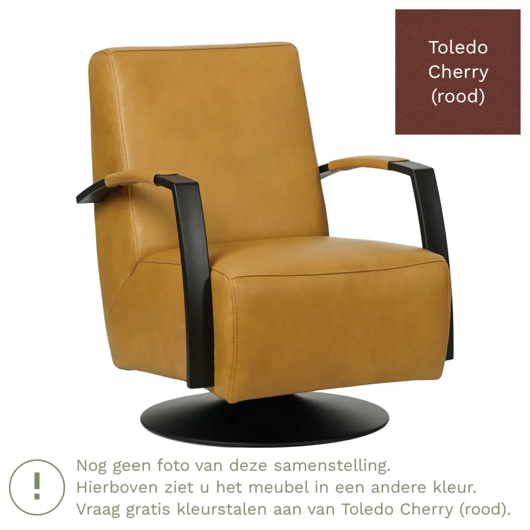 afbeelding van Leren draaifauteuil Mood - Toledo Cherry (rood) - Stervoet zwart