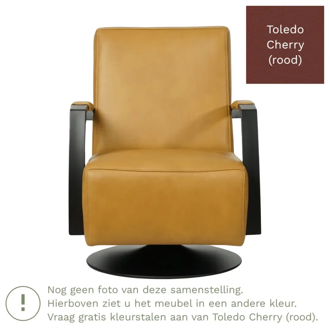 afbeelding van Leren draaifauteuil Mood - Toledo Cherry (rood) - Stervoet zwart