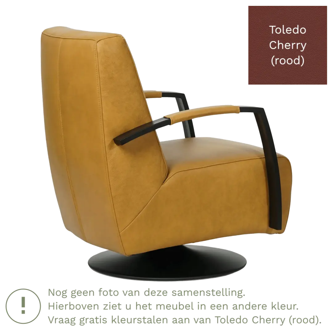 afbeelding van Leren draaifauteuil Mood - Toledo Cherry (rood) - Stervoet zwart