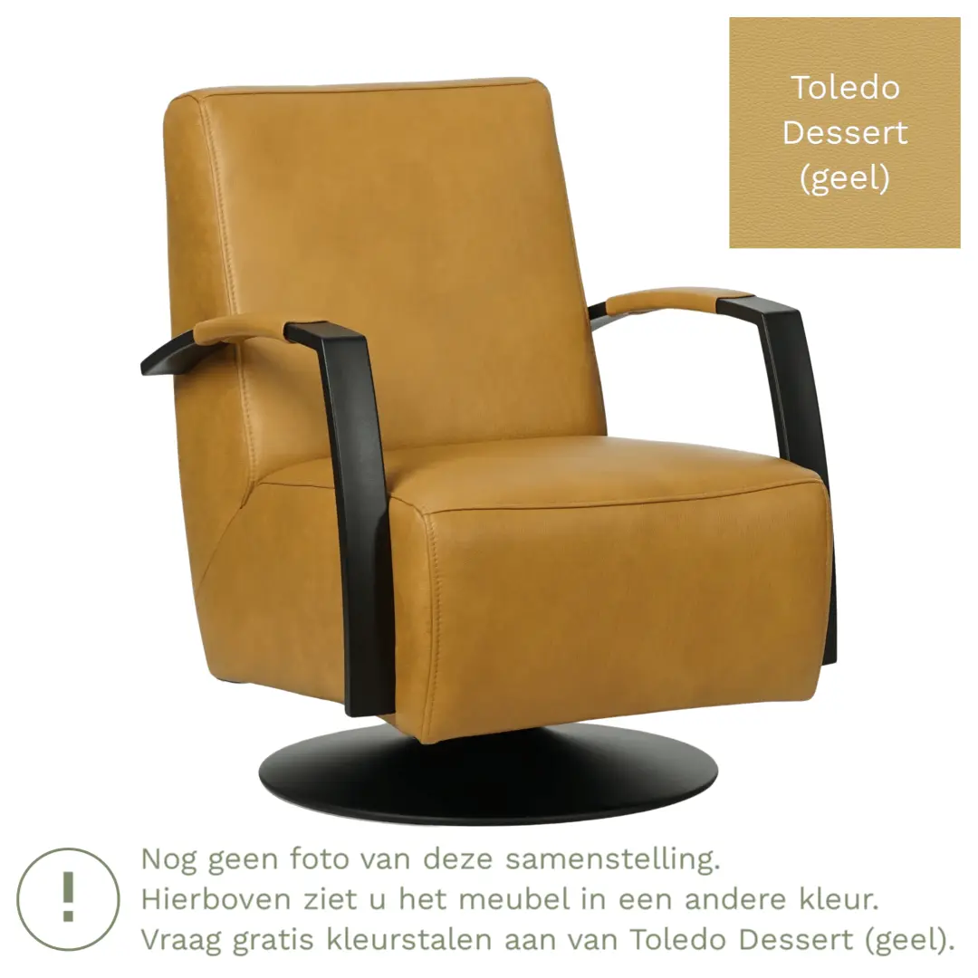 afbeelding van Leren draaifauteuil Mood - Toledo Dessert (geel) - Schotelvoet zwart