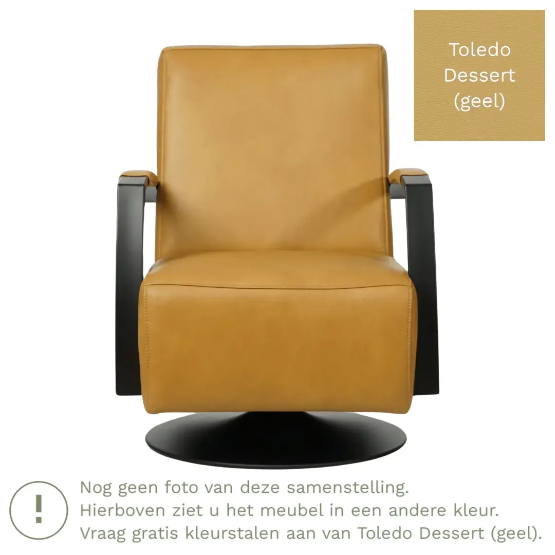 afbeelding van Leren draaifauteuil Mood - Toledo Dessert (geel) - Schotelvoet zwart