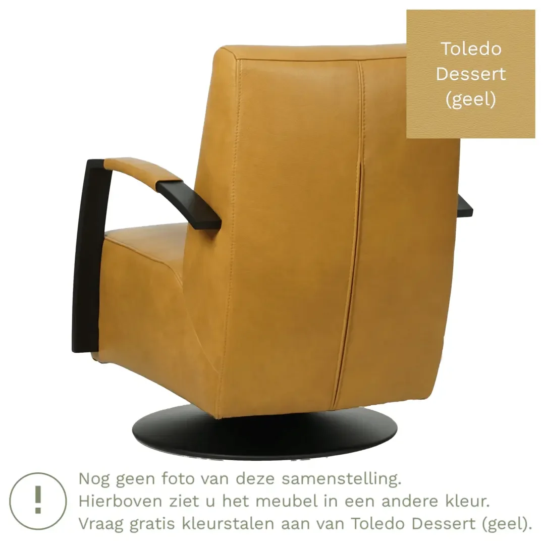 afbeelding van Leren draaifauteuil Mood - Toledo Dessert (geel) - Schotelvoet zwart