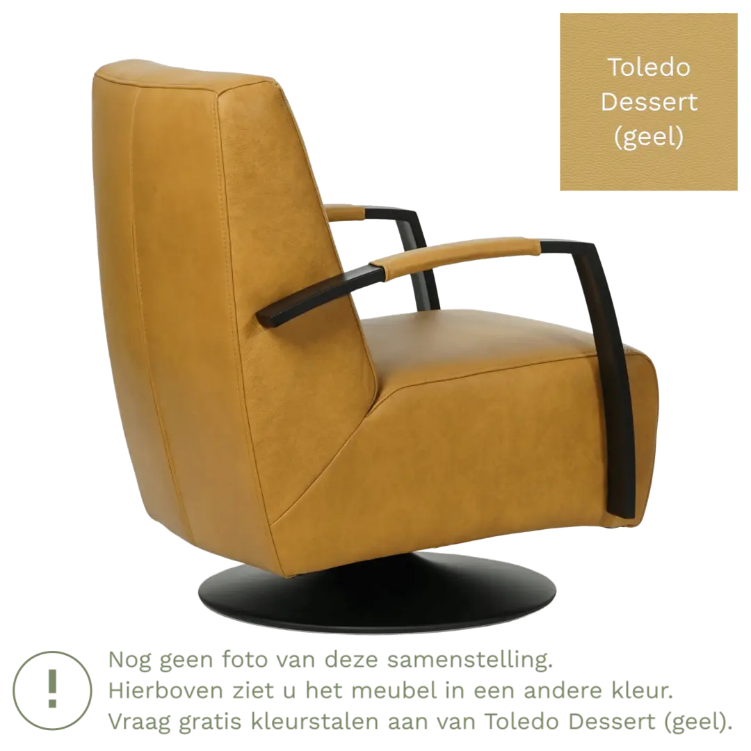 afbeelding van Leren draaifauteuil Mood - Toledo Dessert (geel) - Schotelvoet zwart