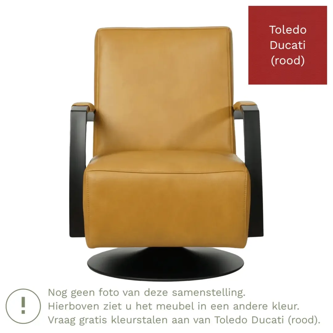 afbeelding van Leren draaifauteuil Mood - Toledo Ducati (rood) - Schotelvoet zwart