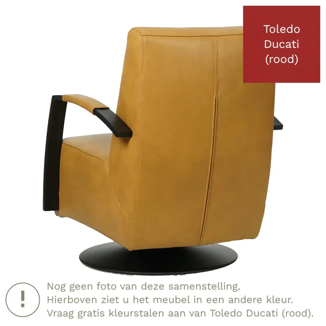 afbeelding van Leren draaifauteuil Mood - Toledo Ducati (rood) - Schotelvoet zwart