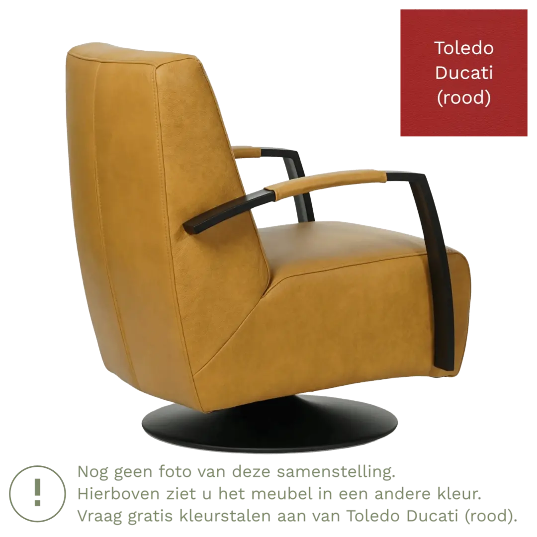 afbeelding van Leren draaifauteuil Mood - Toledo Ducati (rood) - Schotelvoet zwart