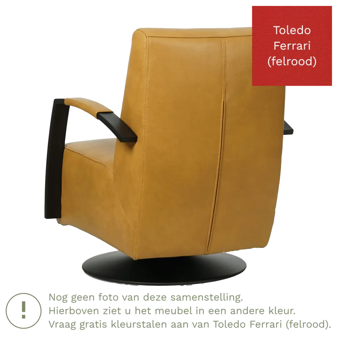 afbeelding van Leren draaifauteuil Mood - Toledo Ferrari (felrood) - Schotelvoet zwart