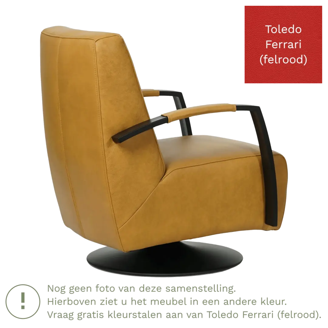 afbeelding van Leren draaifauteuil Mood - Toledo Ferrari (felrood) - Schotelvoet zwart