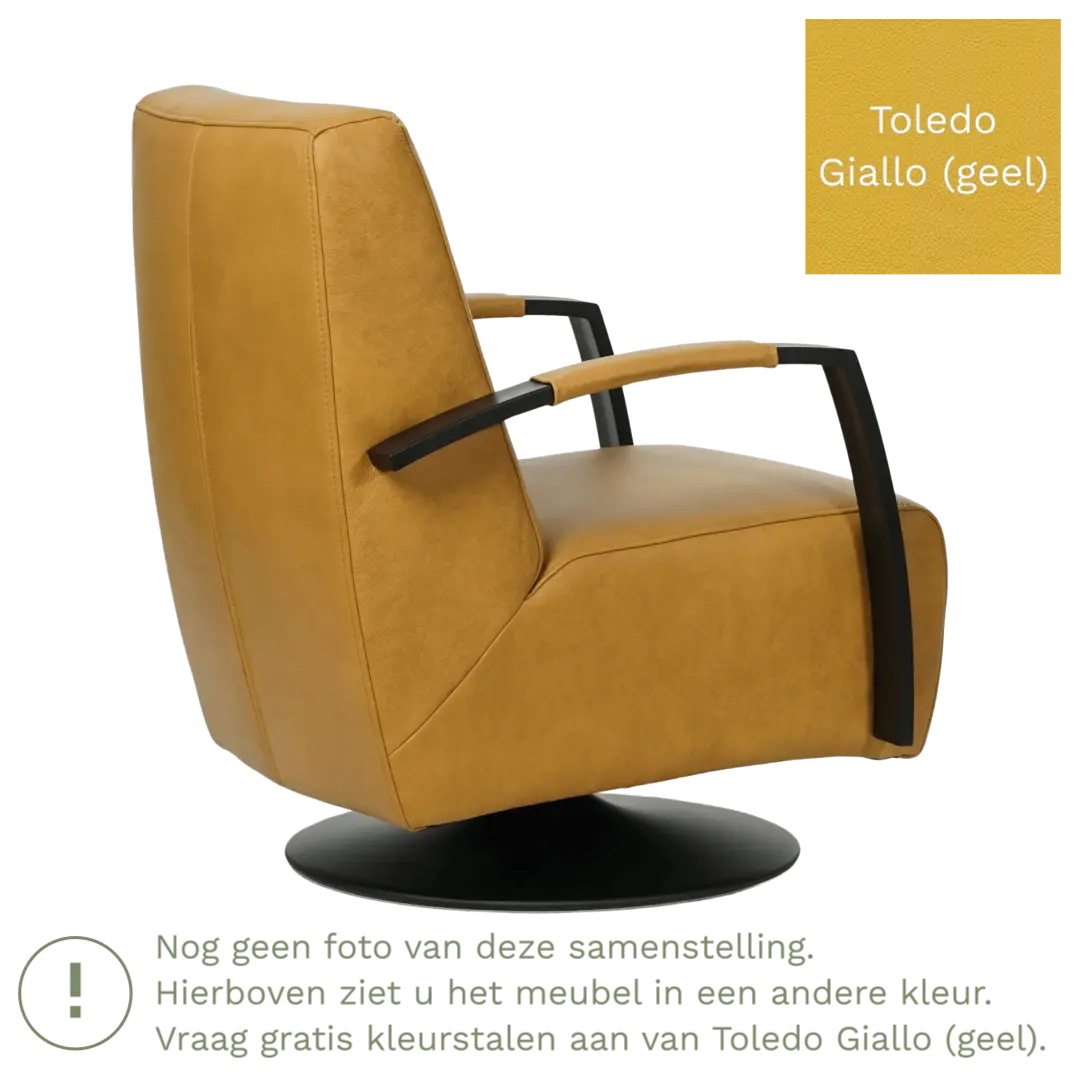 afbeelding van Leren draaifauteuil Mood - Toledo Giallo (geel) - Schotelvoet zwart
