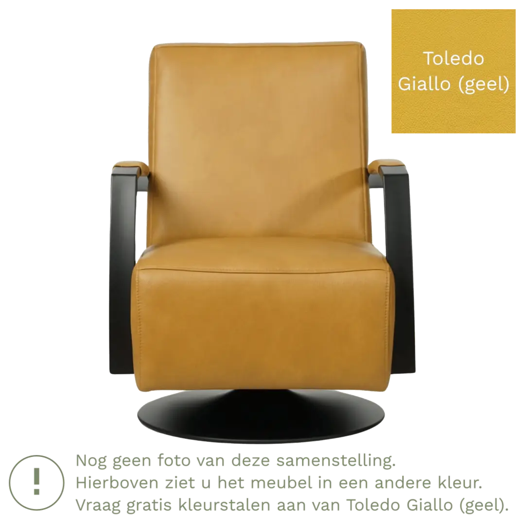 afbeelding van Leren draaifauteuil Mood - Toledo Giallo (geel) - Stervoet zwart